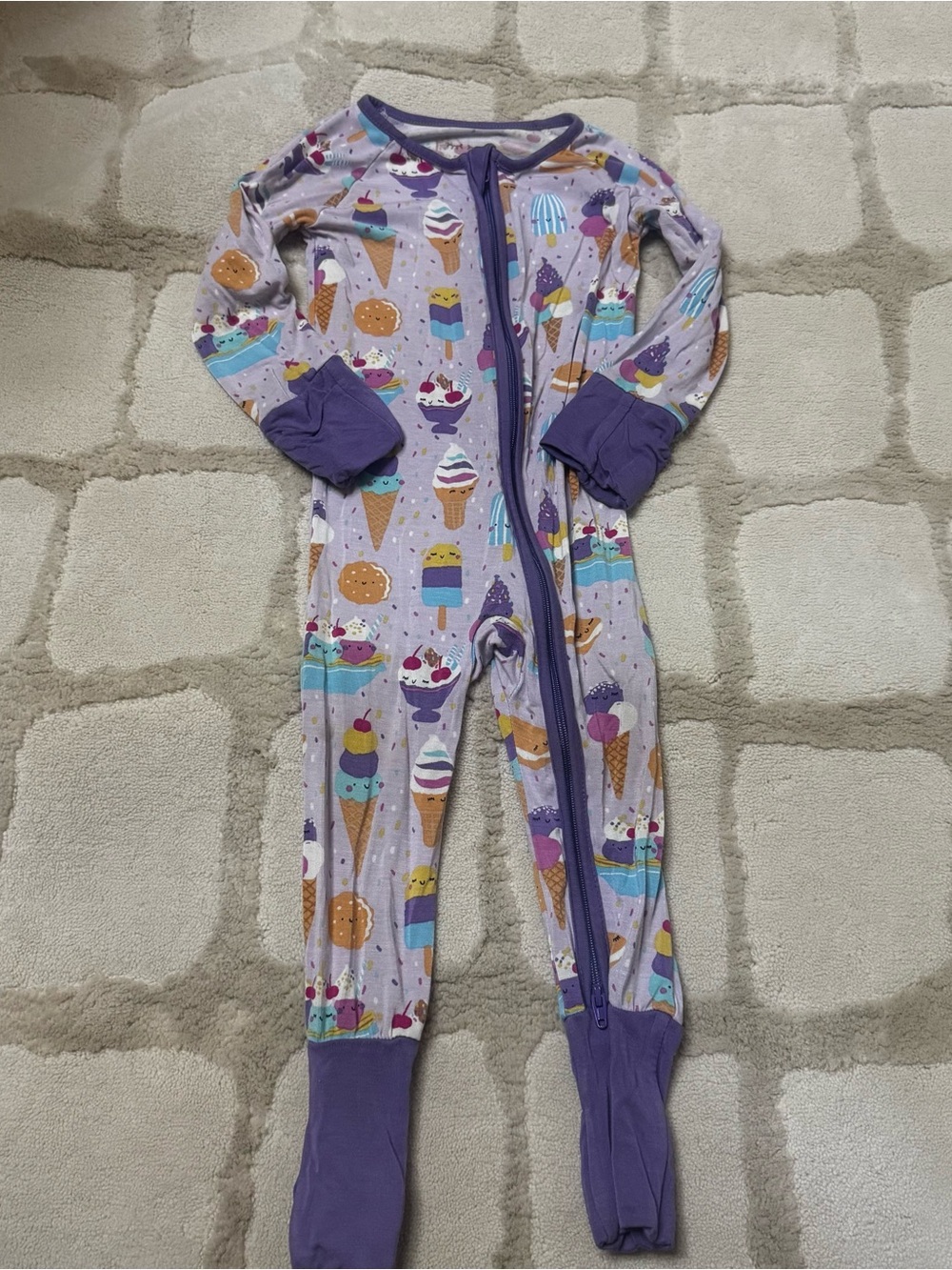 Little Sleepies 6-12 months Ice Cream Zippie Convertible hands and feet. VGUC